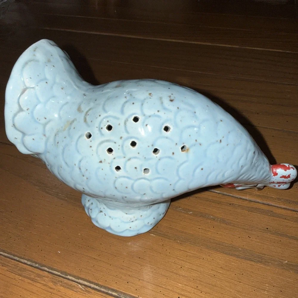 VTG Chicken Rooster Hen Potpourri Small Sachet Holder Hand Painted Farm‎ Blue 6